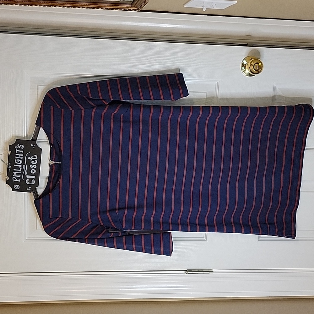 Hema Dress Medium Navy Red Stripe